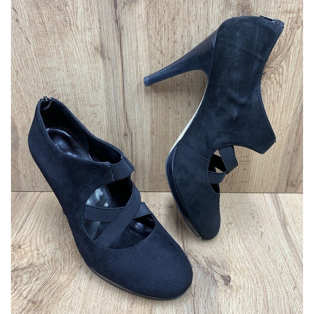 Franco Sarto Women's Network Heels Black Suede 4 Inch Shoes Size 10M